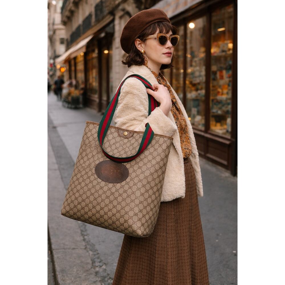 Gucci Vintage 80s Tote bag GG logo print canvas